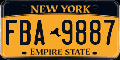 NY license plate FBA9887