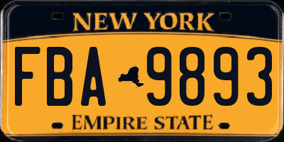 NY license plate FBA9893