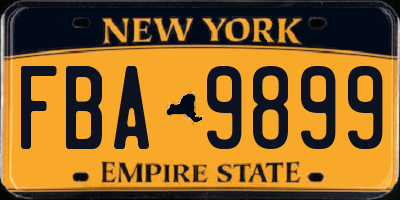 NY license plate FBA9899
