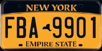 NY license plate FBA9901