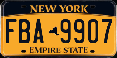 NY license plate FBA9907