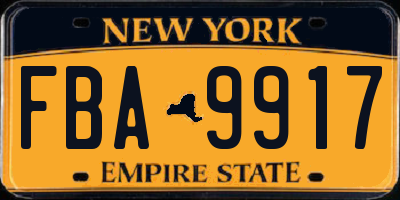 NY license plate FBA9917