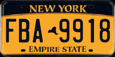 NY license plate FBA9918