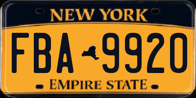 NY license plate FBA9920