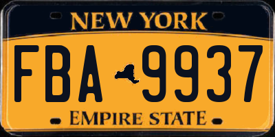 NY license plate FBA9937