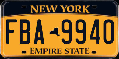 NY license plate FBA9940