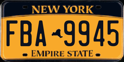 NY license plate FBA9945