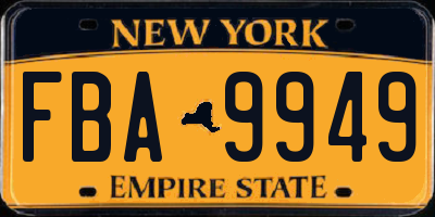 NY license plate FBA9949