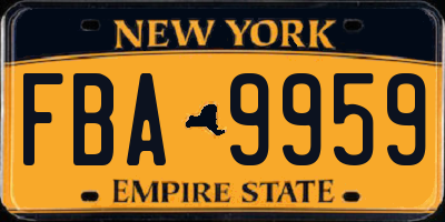 NY license plate FBA9959