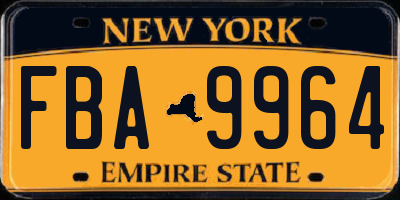 NY license plate FBA9964