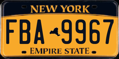 NY license plate FBA9967