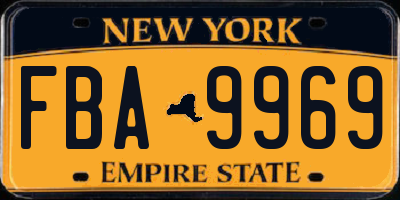 NY license plate FBA9969