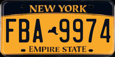 NY license plate FBA9974