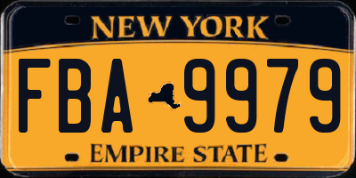 NY license plate FBA9979