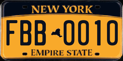 NY license plate FBB0010