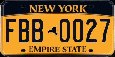 NY license plate FBB0027
