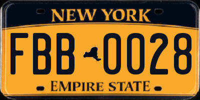 NY license plate FBB0028