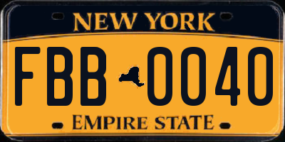 NY license plate FBB0040