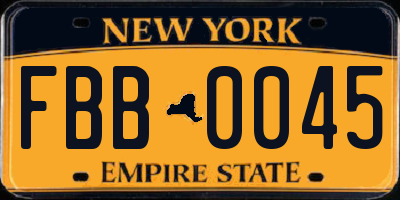 NY license plate FBB0045