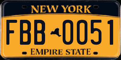 NY license plate FBB0051