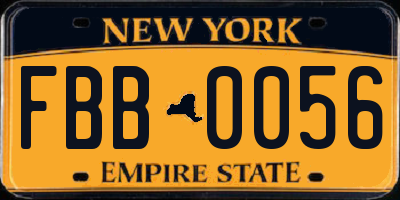 NY license plate FBB0056