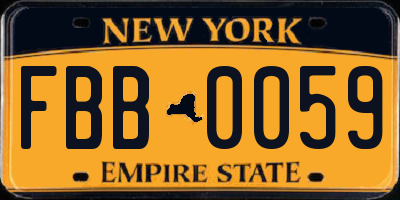 NY license plate FBB0059