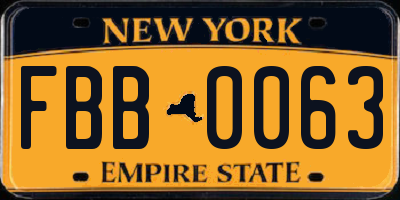 NY license plate FBB0063