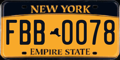 NY license plate FBB0078