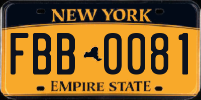 NY license plate FBB0081