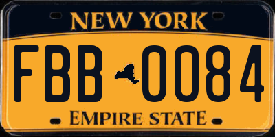 NY license plate FBB0084