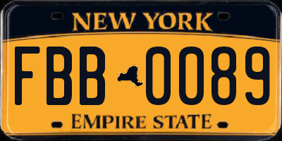NY license plate FBB0089