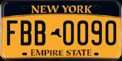 NY license plate FBB0090