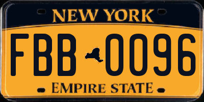 NY license plate FBB0096