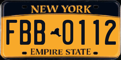 NY license plate FBB0112