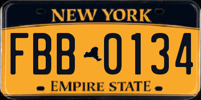 NY license plate FBB0134