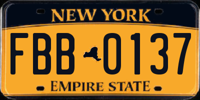 NY license plate FBB0137