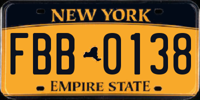 NY license plate FBB0138