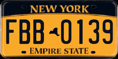 NY license plate FBB0139