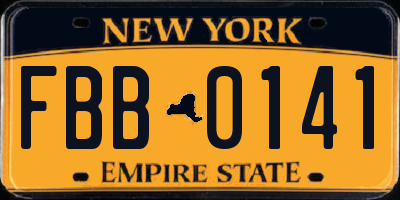 NY license plate FBB0141