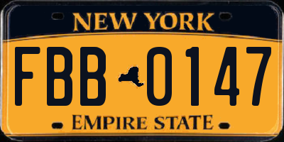 NY license plate FBB0147