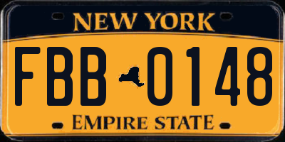 NY license plate FBB0148