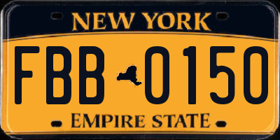 NY license plate FBB0150