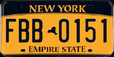 NY license plate FBB0151