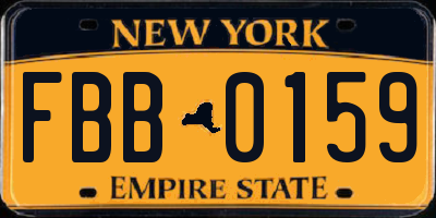 NY license plate FBB0159
