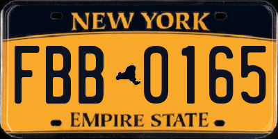 NY license plate FBB0165