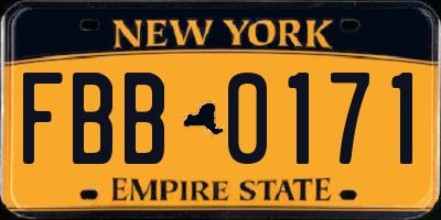 NY license plate FBB0171
