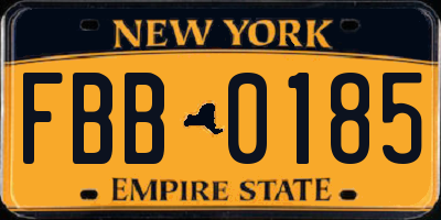 NY license plate FBB0185