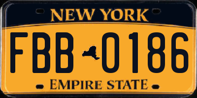 NY license plate FBB0186