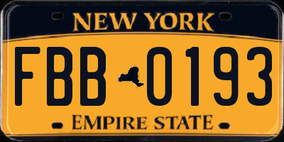 NY license plate FBB0193