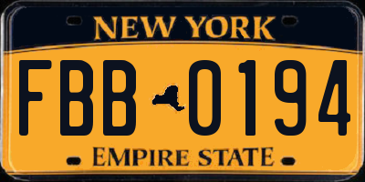 NY license plate FBB0194